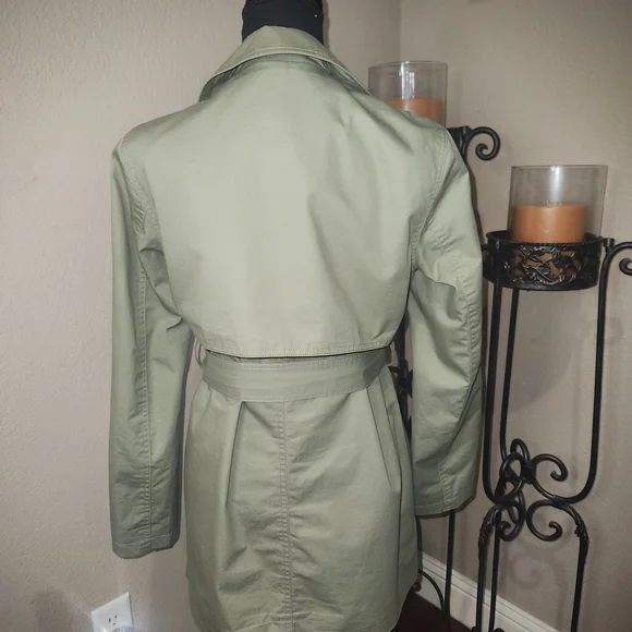 NWOT Zara Basics Outerwear Olive Green‎ Trench Coat - Picture 4 of 6